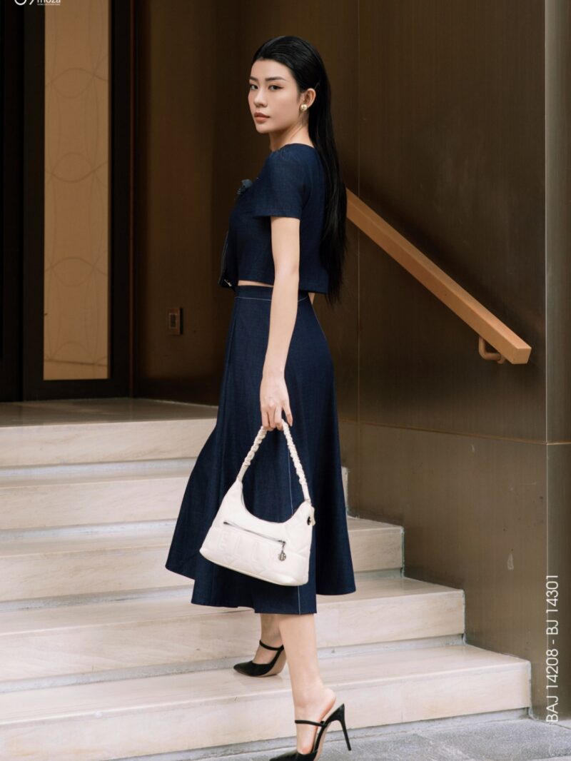 Chân váy denim dáng xòe đính cúc 25S16BJX14301L2-1