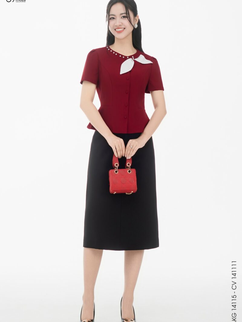 Áo kí giả dáng peplum phối nơ 25S12AKG14115L2-2