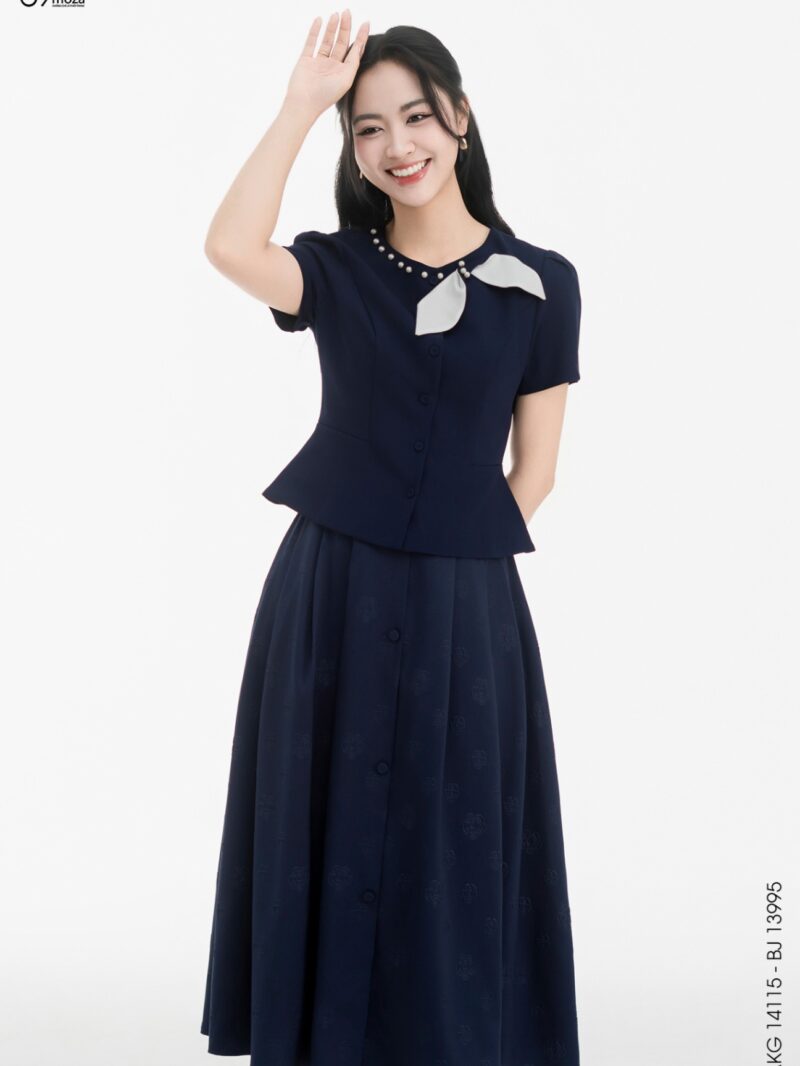 Áo kí giả dáng peplum phối nơ 25S12AKG14115L2-1