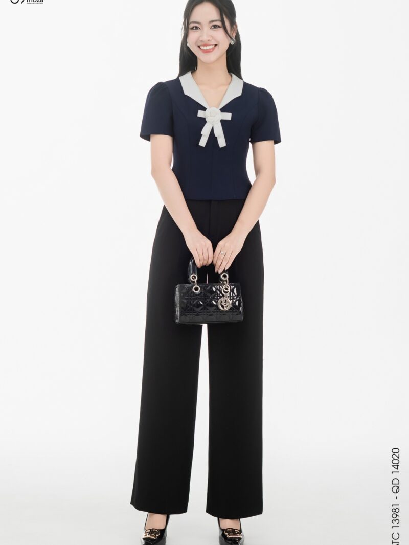 Áo sơ mi tay cộc phối hoa 3D 25S12ATC13981-2