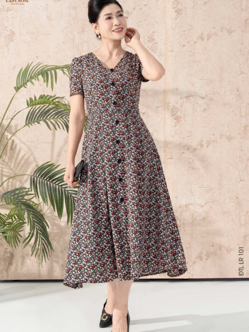 Đầm tay ngắn dáng xòe chất lụa hàn cao cấp 25S17ĐTCLR101-1