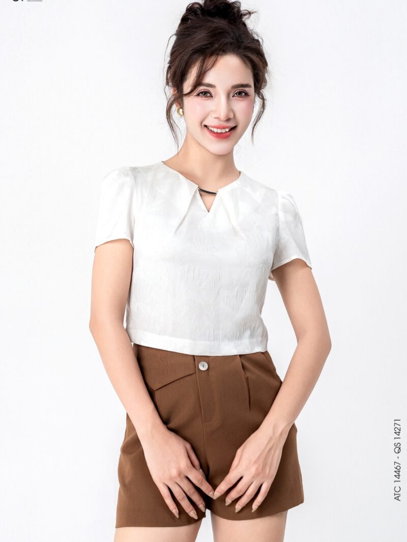 Áo sơ mi tay cộc dáng croptop 25S16ATC14467-2