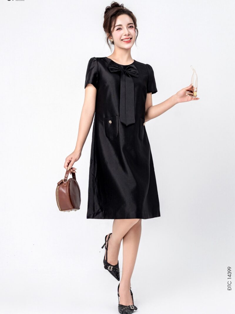 Đầm tay cộc dáng suông phối nơ 25S11ĐTCS14399-1