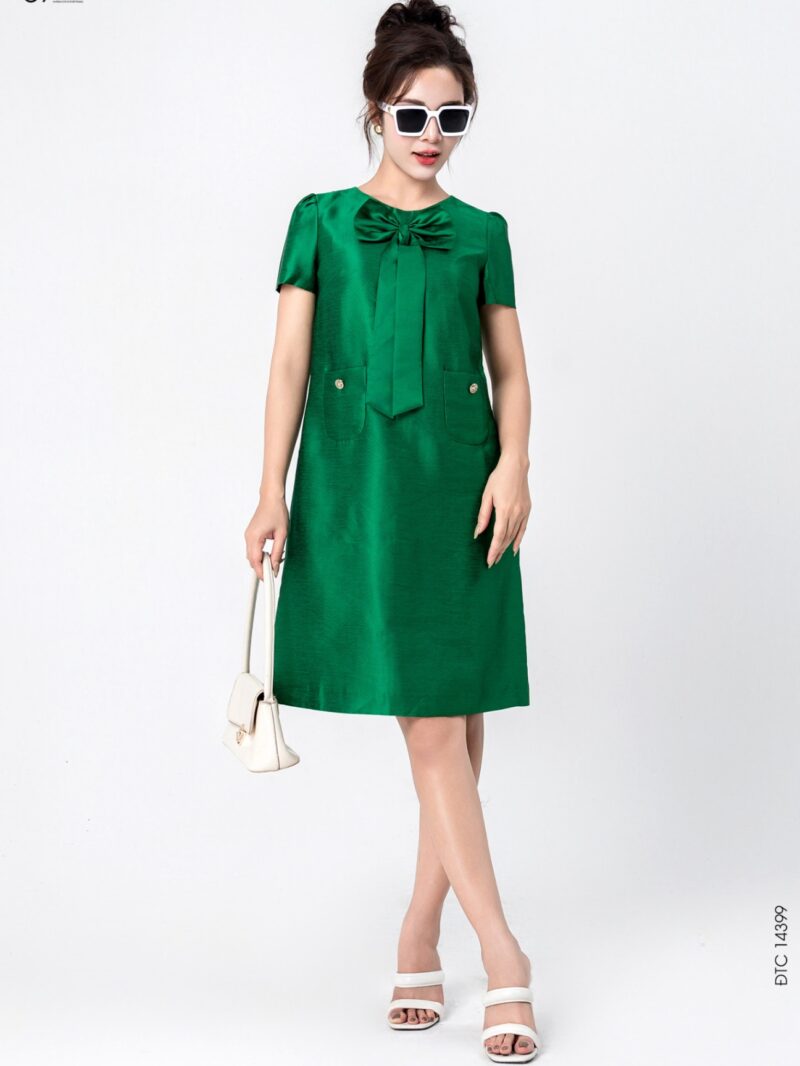 Đầm tay cộc dáng suông phối nơ 25S11ĐTCS14399-2