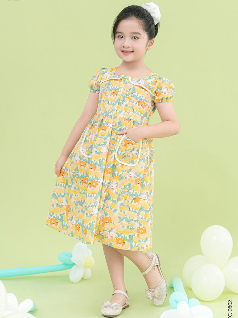 Váy tay cộc cho bé gái chất liệu thô 25S16BĐTC0802-2