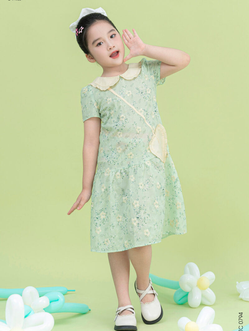 Váy đuôi cá phối túi kèm họa tiết hoa xinh xắn cho bé gái 25S57BĐTC0794-1