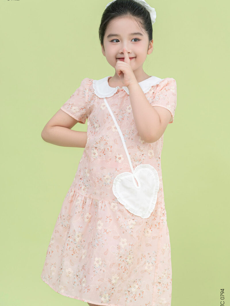 Váy đuôi cá phối túi kèm họa tiết hoa xinh xắn cho bé gái 25S57BĐTC0794-2